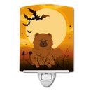 Halloween Chow Chow Red Ceramic Night Light Compact, UL-Certified, Ideal for Bedroom, Bathroom, Nursery, Hallway, Kitchen, 6x4x3, Multicolor
