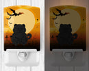 Halloween Chow Chow Black Ceramic Night Light Compact, UL-Certified, Ideal for Bedroom, Bathroom, Nursery, Hallway, Kitchen, 6x4x3, Multicolor