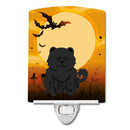 Halloween Chow Chow Black Ceramic Night Light Compact, UL-Certified, Ideal for Bedroom, Bathroom, Nursery, Hallway, Kitchen, 6x4x3, Multicolor