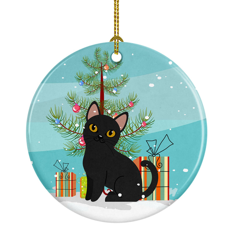 Bombay Cat Merry Christmas Tree Ornament - Round Ceramic Ornament – Artist-Designed Keepsake Decoration BB4417CO1