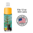 Bombay Cat Merry Christmas Tree Slim Can Hugger , Insulated Foam Hugger for 12 oz Slim Cans, Beer Bottles & Water Bottles, Printed in USA