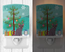Korat Cat Merry Christmas Tree Ceramic Night Light Compact, UL-Certified, Ideal for Bedroom, Bathroom, Nursery, Hallway, Kitchen, 6x4x3, Multicolor