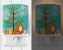 Maine Coon Cat Merry Christmas Tree Ceramic Night Light Compact, UL-Certified, Ideal for Bedroom, Bathroom, Nursery, Hallway, Kitchen, 6x4x3, Multicolor