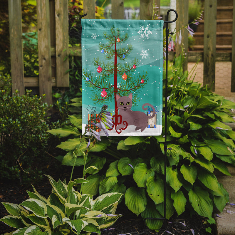 Russian Blue Cat Merry Christmas Tree Flag Garden Size BB4427GF