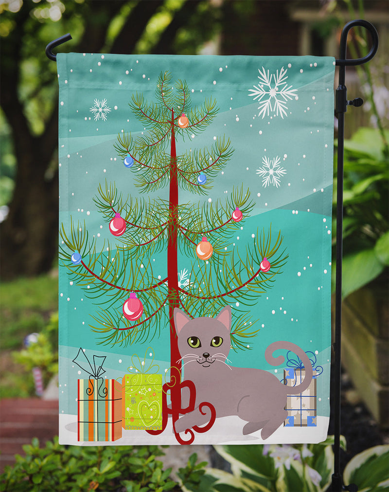 Russian Blue Cat Merry Christmas Tree Flag Garden Size BB4427GF