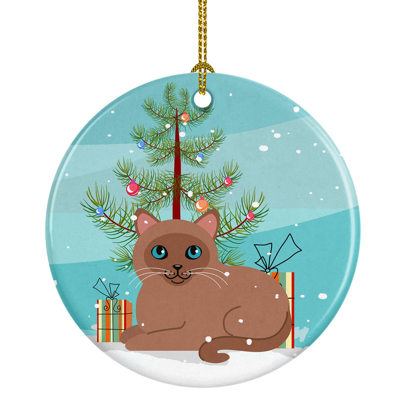 Tonkinese Cat Merry Christmas Tree Ceramic Ornament BB4433CO1