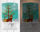 Toyger Cat Merry Christmas Tree Ceramic Night Light Compact, UL-Certified, Ideal for Bedroom, Bathroom, Nursery, Hallway, Kitchen, 6x4x3, Multicolor