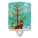 Toyger Cat Merry Christmas Tree Ceramic Night Light Compact, UL-Certified, Ideal for Bedroom, Bathroom, Nursery, Hallway, Kitchen, 6x4x3, Multicolor