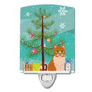 Merry Christmas Tree Ural Rex Cat Ceramic Night Light Compact, UL-Certified, Ideal for Bedroom, Bathroom, Nursery, Hallway, Kitchen, 6x4x3, Multicolor