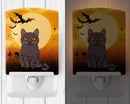 Halloween Chartreux Cat Ceramic Night Light Compact, UL-Certified, Ideal for Bedroom, Bathroom, Nursery, Hallway, Kitchen, 6x4x3, Multicolor