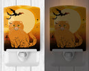 Halloween Scottish Fold Cat Ceramic Night Light Compact, UL-Certified, Ideal for Bedroom, Bathroom, Nursery, Hallway, Kitchen, 6x4x3, Multicolor