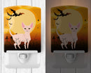 Halloween Sphynx Cat Ceramic Night Light Compact, UL-Certified, Ideal for Bedroom, Bathroom, Nursery, Hallway, Kitchen, 6x4x3, Multicolor