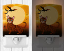 Halloween Toyger Cat Ceramic Night Light Compact, UL-Certified, Ideal for Bedroom, Bathroom, Nursery, Hallway, Kitchen, 6x4x3, Multicolor