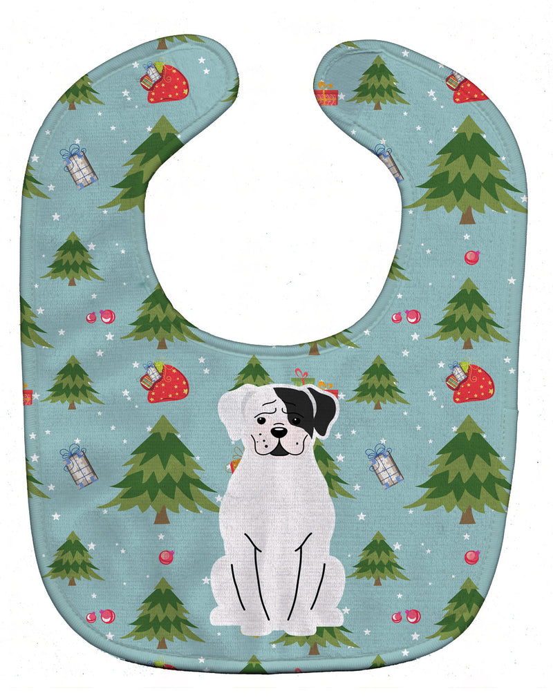 Christmas White Boxer Cooper Baby Bib BB4774BIB