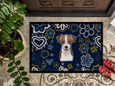 Blue Flowers Jack Russell Terrier Doormat - 18x27 Decorative Floor Mat – Indoor/Outdoor Rug with Artistic Flair BB5053MAT