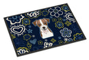 Blue Flowers Jack Russell Terrier Doormat - 18x27 Decorative Floor Mat – Indoor/Outdoor Rug with Artistic Flair BB5053MAT