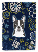 Blue Flowers Boston Terrier Garden Flag - Outdoor Decorative Yard Flag