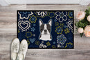 Blue Flowers Boston Terrier Doormat - 18x27 Decorative Floor Mat – Indoor/Outdoor Rug with Artistic Flair BB5054MAT