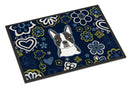 Blue Flowers Boston Terrier Doormat - 18x27 Decorative Floor Mat – Indoor/Outdoor Rug with Artistic Flair BB5054MAT