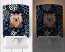 Blue Flowers Yorkie Yorkishire Terrier Ceramic Night Light BB5055CNL