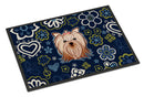 Blue Flowers Yorkie Yorkishire Terrier Doormat - 24x36 Decorative Floor Mat – Indoor/Outdoor Rug with Artistic Flair BB5055JMAT