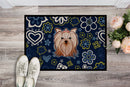 Blue Flowers Yorkie Yorkishire Terrier Doormat - 18x27 Decorative Floor Mat – Indoor/Outdoor Rug with Artistic Flair BB5055MAT