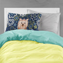 Blue Flowers Yorkie Yorkishire Terrier Fabric Standard Pillowcase – Artistic Decorative Front, White Back BB5055PILLOWCASE