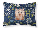Blue Flowers Yorkie Yorkishire Terrier Fabric Standard Pillowcase – Artistic Decorative Front, White Back BB5055PILLOWCASE