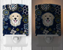 Blue Flowers Golden Retriever Ceramic Night Light BB5056CNL