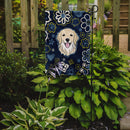 Blue Flowers Golden Retriever Garden Flag - Outdoor Decorative Yard Flag