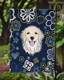 Blue Flowers Golden Retriever Garden Flag - Outdoor Decorative Yard Flag