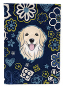 Blue Flowers Golden Retriever Garden Flag - Outdoor Decorative Yard Flag
