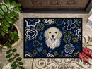 Blue Flowers Golden Retriever Doormat - 24x36 Decorative Floor Mat – Indoor/Outdoor Rug with Artistic Flair BB5056JMAT