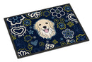 Blue Flowers Golden Retriever Doormat - 24x36 Decorative Floor Mat – Indoor/Outdoor Rug with Artistic Flair BB5056JMAT
