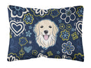 Blue Flowers Golden Retriever Canvas Fabric Decorative Pillow BB5056PW1216