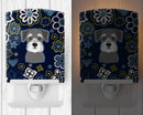 Blue Flowers Schnauzer Ceramic Night Light BB5057CNL