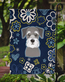 Blue Flowers Schnauzer Garden Flag - Outdoor Decorative Yard Flag BB5057GF