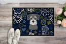 Blue Flowers Schnauzer Doormat - 24x36 Decorative Floor Mat – Indoor/Outdoor Rug with Artistic Flair BB5057JMAT