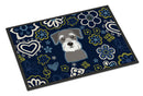 Blue Flowers Schnauzer Doormat - 24x36 Decorative Floor Mat – Indoor/Outdoor Rug with Artistic Flair BB5057JMAT