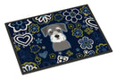 Blue Flowers Schnauzer Doormat - 18x27 Decorative Floor Mat – Indoor/Outdoor Rug with Artistic Flair BB5057MAT