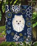 Blue Flowers Pomeranian Garden Flag - Outdoor Decorative Yard Flag BB5058GF