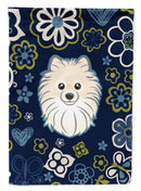 Blue Flowers Pomeranian Garden Flag - Outdoor Decorative Yard Flag BB5058GF