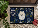 Blue Flowers Pomeranian Doormat - 24x36 Decorative Floor Mat – Indoor/Outdoor Rug with Artistic Flair BB5058JMAT