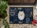 Blue Flowers Pomeranian Doormat - 18x27 Decorative Floor Mat – Indoor/Outdoor Rug with Artistic Flair BB5058MAT