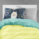 Blue Flowers Pomeranian Fabric Standard Pillowcase – Artistic Decorative Front, White Back BB5058PILLOWCASE