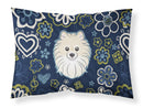 Blue Flowers Pomeranian Fabric Standard Pillowcase – Artistic Decorative Front, White Back BB5058PILLOWCASE