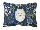 Blue Flowers Pomeranian Canvas Fabric Decorative Pillow BB5058PW1216