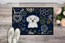 Blue Flowers Maltese Doormat - 24x36 Decorative Floor Mat – Indoor/Outdoor Rug with Artistic Flair BB5059JMAT