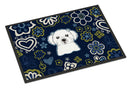 Blue Flowers Maltese Doormat - 18x27 Decorative Floor Mat – Indoor/Outdoor Rug with Artistic Flair BB5059MAT