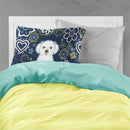 Blue Flowers Maltese Fabric Standard Pillowcase – Artistic Decorative Front, White Back BB5059PILLOWCASE
